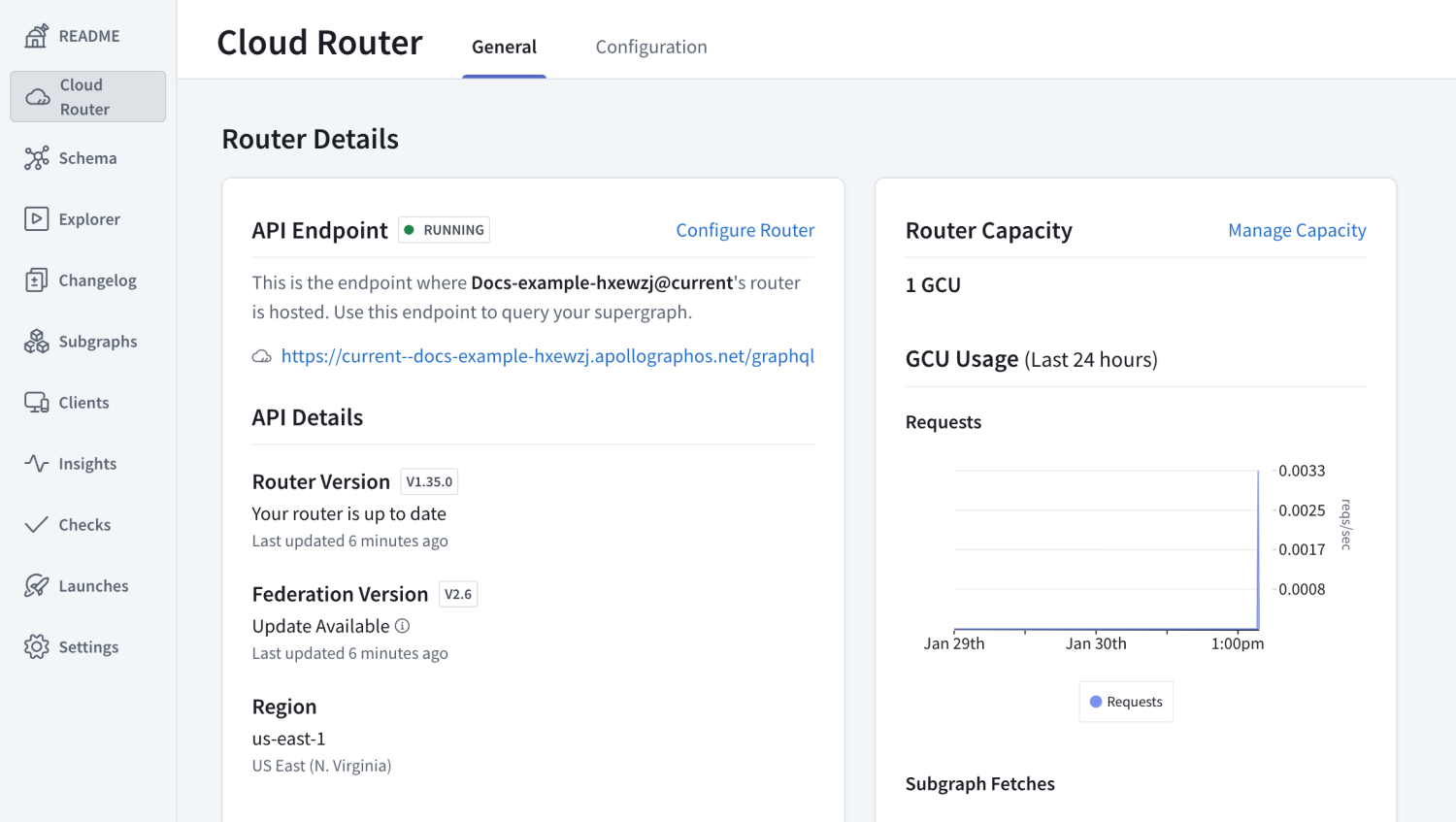 The Cloud Router page in GraphOS Studio